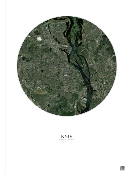 Affiche Kyiv – Poster vue satellite 10km Couleur | Gravura – Fond clair