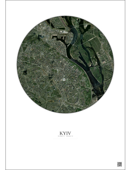 Affiche Kyiv – Poster vue satellite 6km Couleur | Gravura – Fond clair