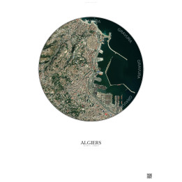 Affiche Algiers – Poster vue satellite 2.5km Couleur | Gravura – Fond clair