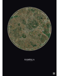 Affiche Kampala – Poster vue satellite 6km Couleur | Gravura – Fond foncé
