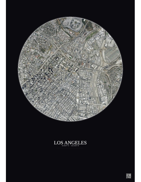 Affiche Los Angeles – Poster vue satellite 2.5km Couleur | Gravura – Fond foncé