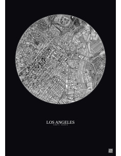 Affiche Los Angeles – Poster vue satellite 2.5km N&B | Gravura – Fond foncé