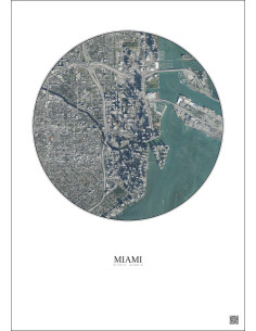 Affiche Miami – Poster vue satellite 2.5km Couleur | Gravura – Fond clair