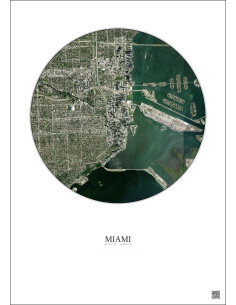 Affiche Miami – Poster vue satellite 5km Couleur | Gravura – Fond clair