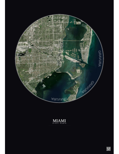 Miami Satellite View Poster 10km Color | Gravura – Dark background