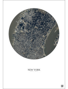 New York Satellite View Poster 2.5km Color | Gravura – Light background