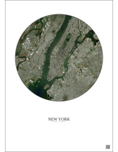 New York Satellite View Poster 10km Color | Gravura – Light background