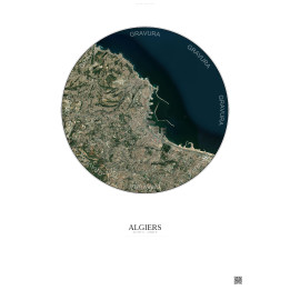 Affiche Algiers – Poster vue satellite 6km Couleur | Gravura – Fond clair