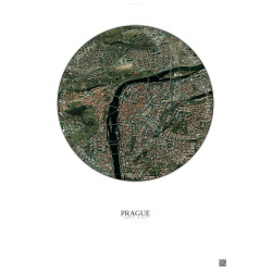 Affiche Prague – Poster vue satellite 2.5km Couleur | Gravura – Fond clair
