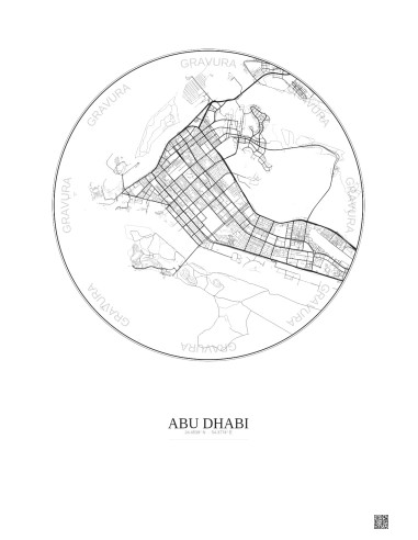 Affiche Abu Dhabi – Poster carte de ville 10km | Gravura – Fond clair