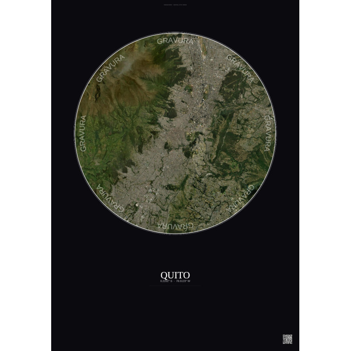 Affiche Quito – Poster vue satellite 10km Couleur | Gravura – Fond foncé