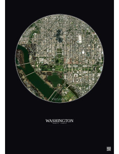 Washington Satellite View Poster 2.5km Color | Gravura – Dark background