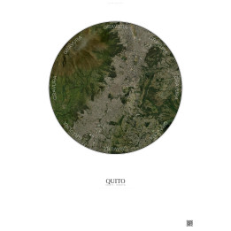 Affiche Quito – Poster vue satellite 10km Couleur | Gravura – Fond clair