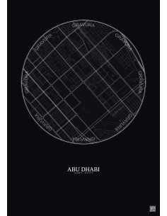 Affiche Abu Dhabi – Poster carte de ville 2.5km | Gravura – Fond foncé