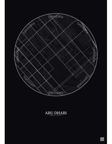 Affiche Abu Dhabi – Poster carte de ville 2.5km | Gravura – Fond foncé