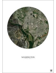 Affiche Washington – Poster vue satellite 6km Couleur | Gravura – Fond clair