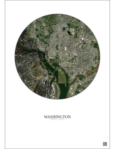 Affiche Washington – Poster vue satellite 6km Couleur | Gravura – Fond clair