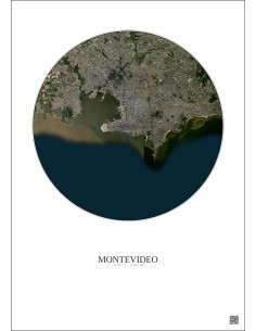 Affiche Montevideo – Poster vue satellite 10km Couleur | Gravura – Fond clair