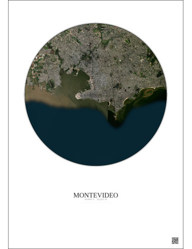 Affiche Montevideo – Poster vue satellite 10km Couleur | Gravura – Fond clair