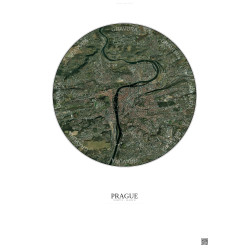 Affiche Prague – Poster vue satellite 6km Couleur | Gravura – Fond clair