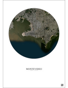 Affiche Montevideo – Poster vue satellite 6km Couleur | Gravura – Fond clair