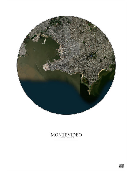 Affiche Montevideo – Poster vue satellite 6km Couleur | Gravura – Fond clair