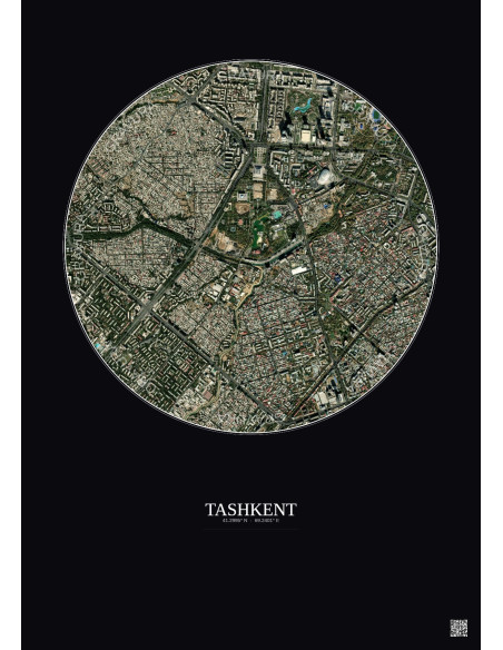 Tashkent Satellite View Poster 2.5km Color | Gravura – Dark background
