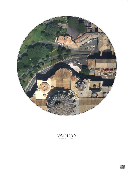 Affiche Vatican – Poster vue satellite 0.1km Couleur | Gravura – Fond clair