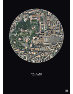 Affiche Vatican – Poster vue satellite 0.5km Couleur | Gravura – Fond foncé