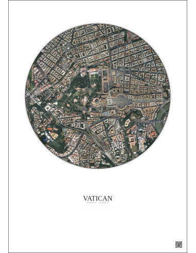 Affiche Vatican – Poster vue satellite 1km Couleur | Gravura – Fond clair
