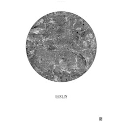 Affiche Berlin – Poster vue satellite 10km N&B | Gravura – Fond clair