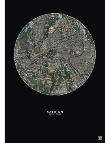 Affiche Vatican – Poster vue satellite 2.5km Couleur | Gravura – Fond foncé