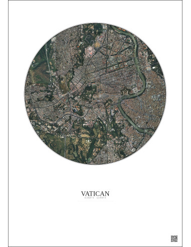 Affiche Vatican – Poster vue satellite 2.5km Couleur | Gravura – Fond clair