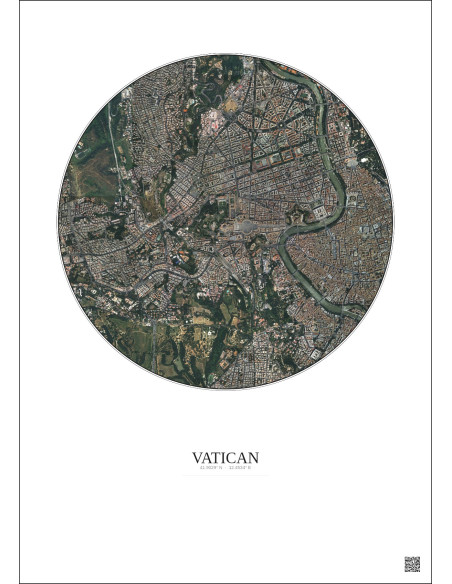 Affiche Vatican – Poster vue satellite 2.5km Couleur | Gravura – Fond clair