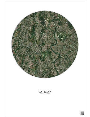 Affiche Vatican – Poster vue satellite 5km Couleur | Gravura – Fond clair