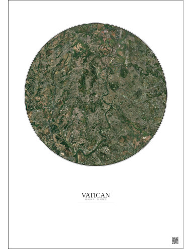 Affiche Vatican – Poster vue satellite 10km Couleur | Gravura – Fond clair
