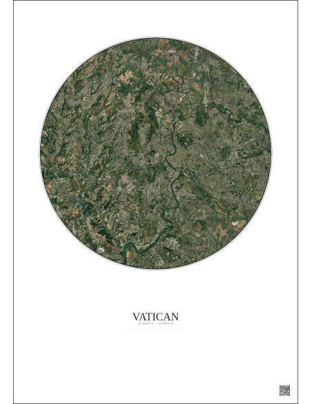 Affiche Vatican – Poster vue satellite 10km Couleur | Gravura – Fond clair