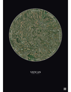 Affiche Vatican – Poster vue satellite 20km Couleur | Gravura – Fond foncé