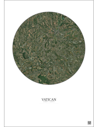 Affiche Vatican – Poster vue satellite 20km Couleur | Gravura – Fond clair