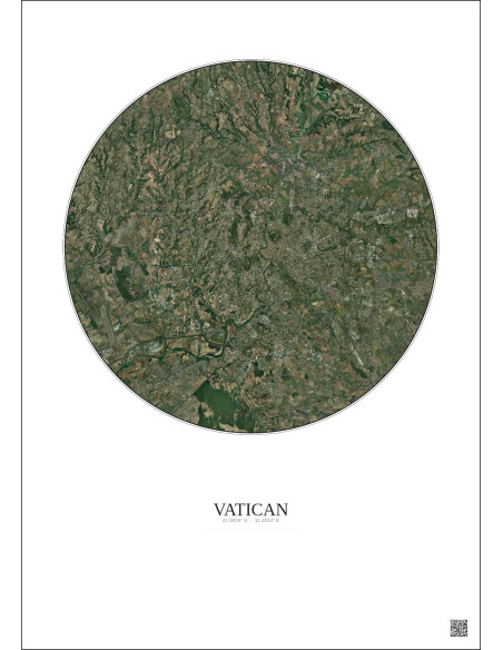 Affiche Vatican – Poster vue satellite 20km Couleur | Gravura – Fond clair