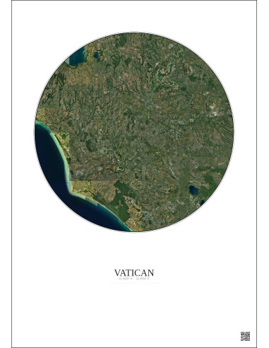 Affiche Vatican – Poster vue satellite 30km Couleur | Gravura – Fond clair