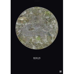 Affiche Berlin – Poster vue satellite 10km Couleur | Gravura – Fond foncé