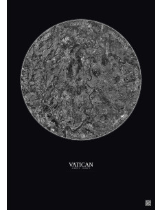 Affiche Vatican – Poster vue satellite 10km N&B | Gravura – Fond foncé