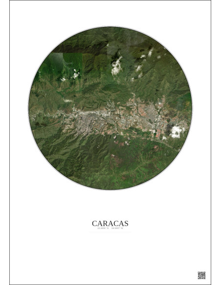 Caracas Satellite View Poster 10km Color | Gravura – Light background