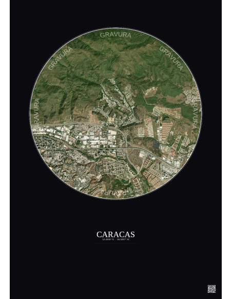 Caracas Satellite View Poster 2.5km Color | Gravura – Dark background