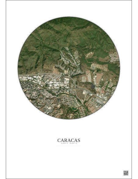 Affiche Caracas – Poster vue satellite 2.5km Couleur | Gravura – Fond clair