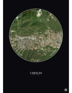 Caracas Satellite View Poster 6km Color | Gravura – Dark background
