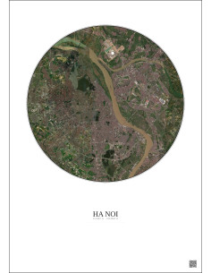 Ha Noi Satellite View Poster 10km Color | Gravura – Light background