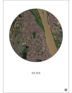 Affiche Ha Noi – Poster vue satellite 2.5km Couleur | Gravura – Fond clair