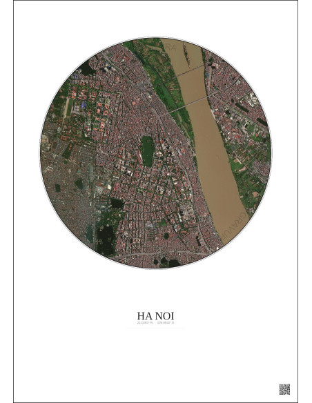 Ha Noi Satellite View Poster 2.5km Color | Gravura – Light background